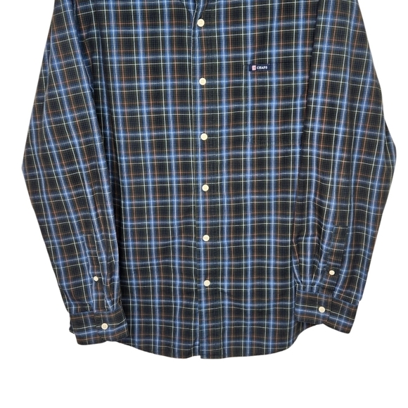 Chaps Easy Care Mens Long Sleeve Button Down Shirt Sz Large Green Blue Red Plaid - Picture 3 of 12
